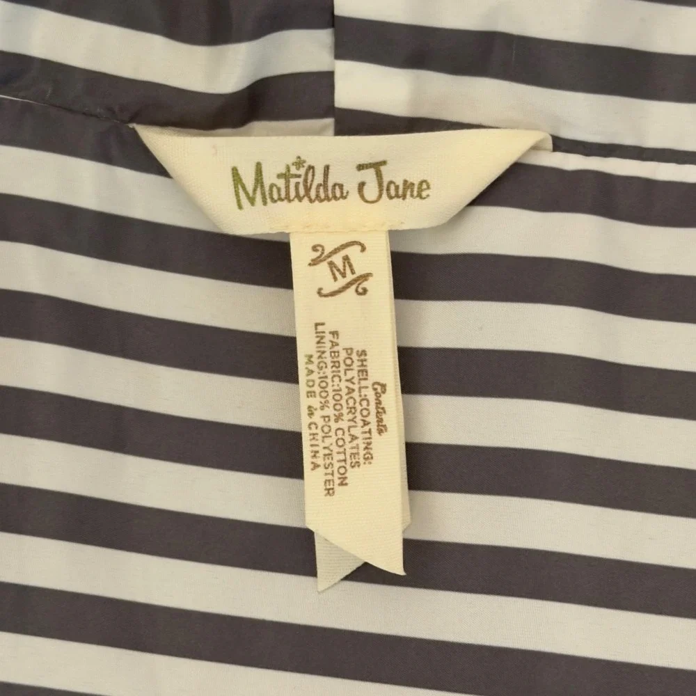 Matilda Jane Olive Green Hooded Utility Jacket Peplum Pleated Anorak Medium - Picture 6 of 7